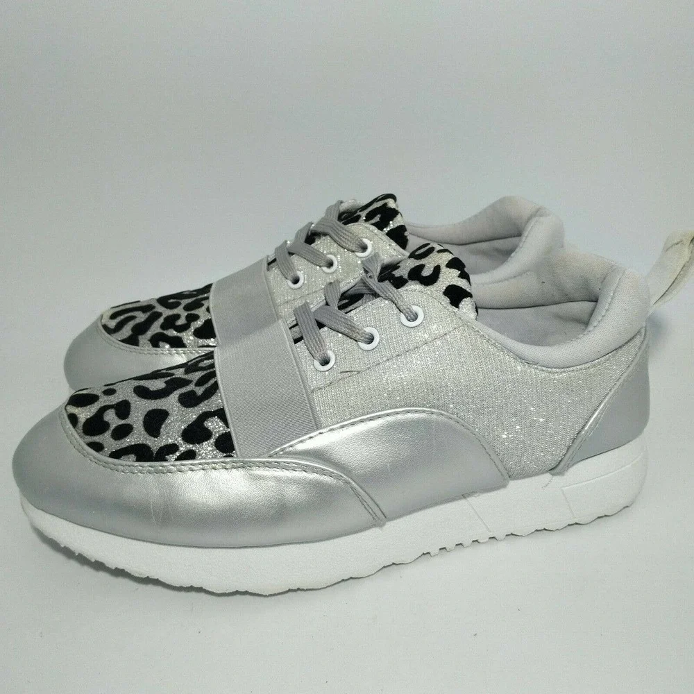 Twisted Slip in & Step Out Glitter Silver / Black Ladies Shoe Size 7.5